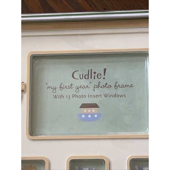 Cudlie! Childs First Year Photo Frame Boy Noahs Ark 13 Photo Insert Windows - Picture 3 of 13